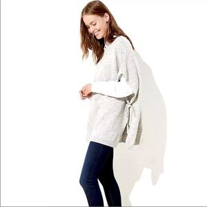 LOFT Oversized Flecked Blue Confetti Side Tie Cream Fall Poncho Size XS/S